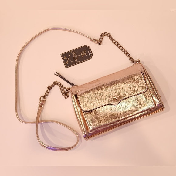 Gold Metallic y2k Studded Crossbody Purse New - Picture 4 of 10